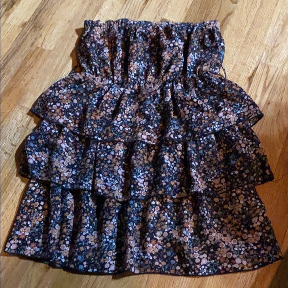 Brown floral tube top dress